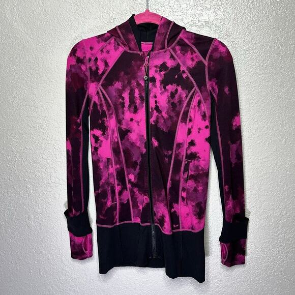 Lululemon Women Daily Practice Jacket Blooming Pixie Raspberry Black 4 - Picture 2 of 7